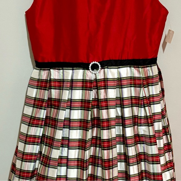 Marco & Lizzy 100% silk/tule Red & plaid, sleeveless dress. NWT Sz 14 paid $200. - Picture 8 of 10